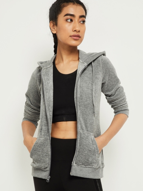 

max Women Grey Melange Solid Sporty Jacket