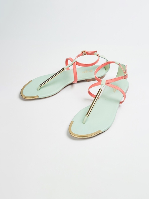 

Ginger by Lifestyle Women Green Colourblocked PU T-Strap Flats