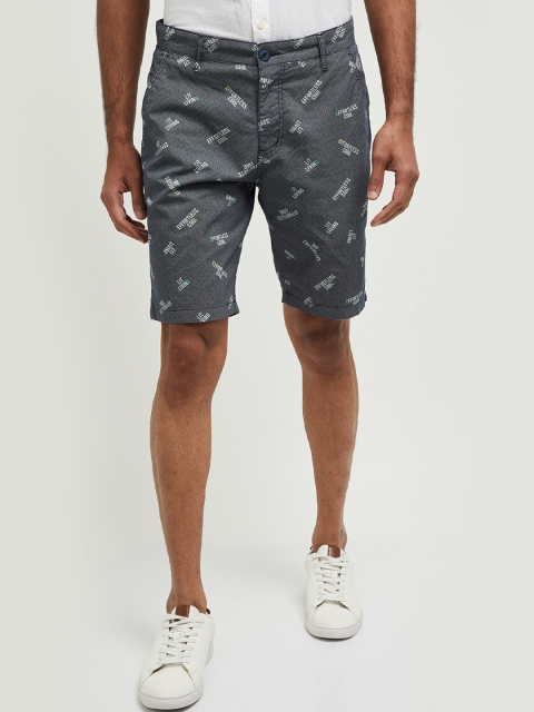 

max Men Blue Printed Regular Fit Regular Shorts