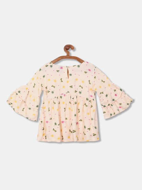 

Cherokee Girls Peach-Coloured Printed Top