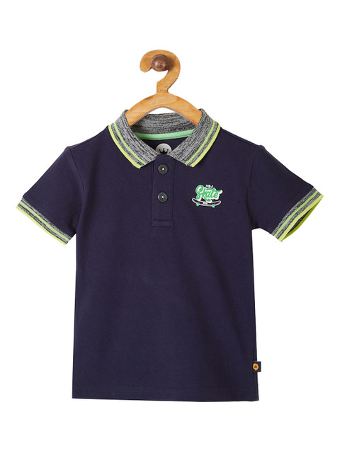 

VITAMINS Boys Blue Solid Polo Collar T-shirt