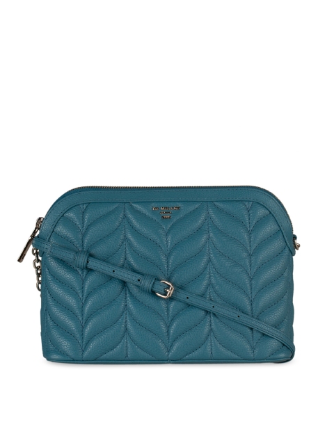 

Da Milano Blue Textured Leather Sling Bag