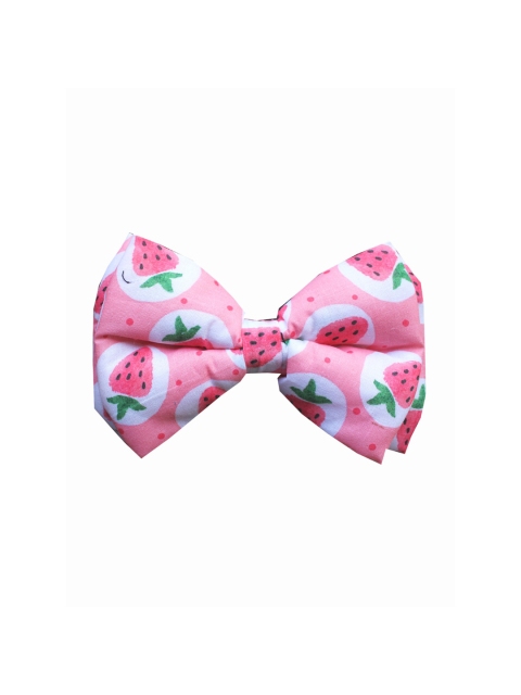

LANA PAWS White & Pink Strawberry Printed Cotton Dog BowTie