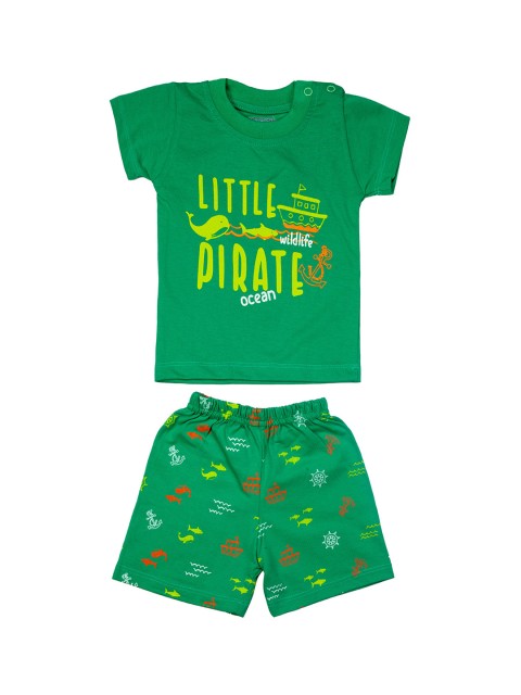 

Zoom Minimondo Infant Kids Green & Yellow Printed Night Suit