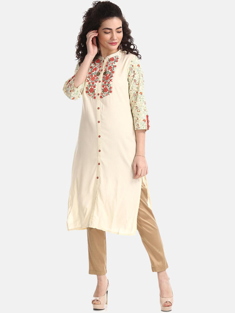 

Karigari Women Off-White Solid Pathani Kurta