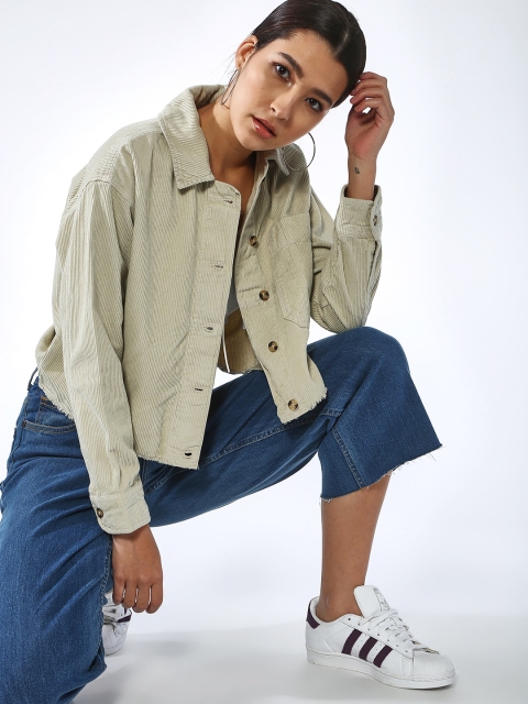 

Blue Saint Women Beige Solid Lightweight Denim Jacket