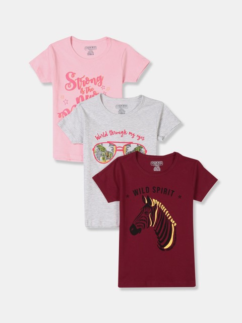 

Cherokee Girls Pack Of 3 Assorted Printed Round Neck T-shirt