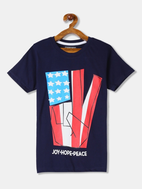 

Cherokee Boys Navy Blue Printed Round Neck T-shirt