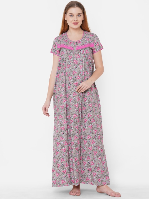 Sweet Dreams Grey & Pink Printed Nightdress