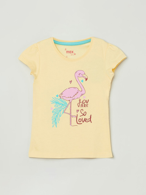 

max Girls Yellow Printed Top