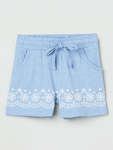 

max Girls Blue Printed Regular Fit Regular Shorts