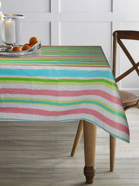 

Lushomes White & Blue Striped Rectangular Table Cloth