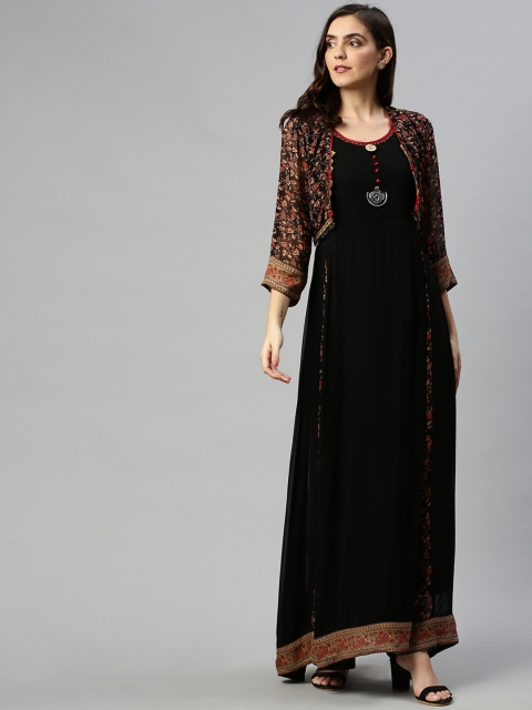 Soch Women Black Printed Anarkali Kurta
