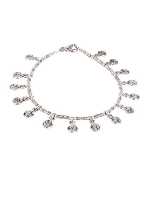 

DESI COLOUR Silver-Toned Double Ring Anklet