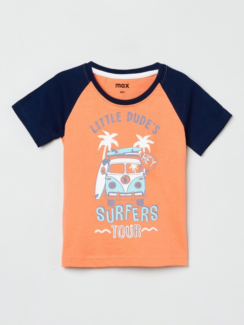 

max Boys Coral Printed Round Neck T-shirt