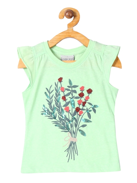 

Cherokee Girls Green Embroidered Top