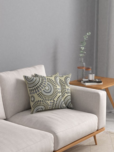 

KRISVA Grey & Black Set of 2 Geometric Square Cushion Covers