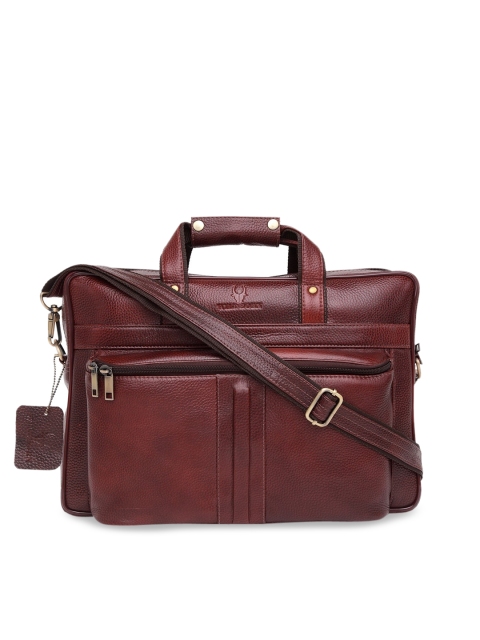 

WildHorn Men Maroon Textured 15 Inch Leather Laptop Bag