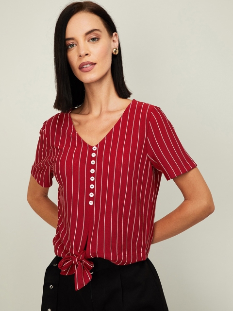 

Ginger by Lifestyle Women Red Striped Top