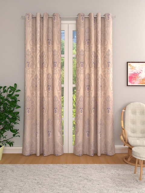 

ROMEE Beige & Blue Set of 2 Door Curtains