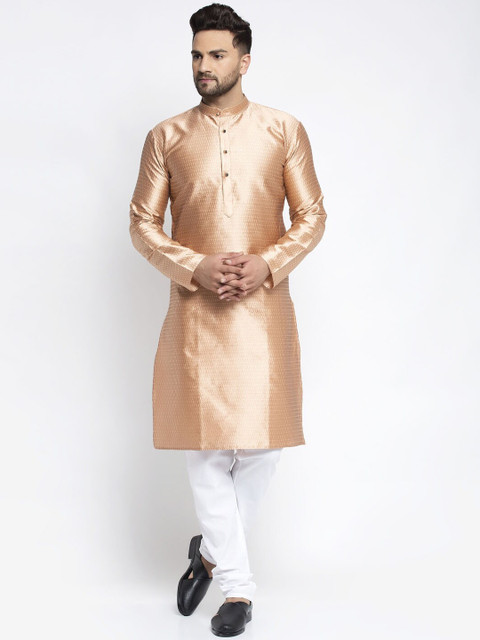 

Jompers Men Rose & White Solid Kurta with Churidar