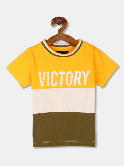 

Cherokee Boys Yellow Colourblocked Round Neck T-shirt