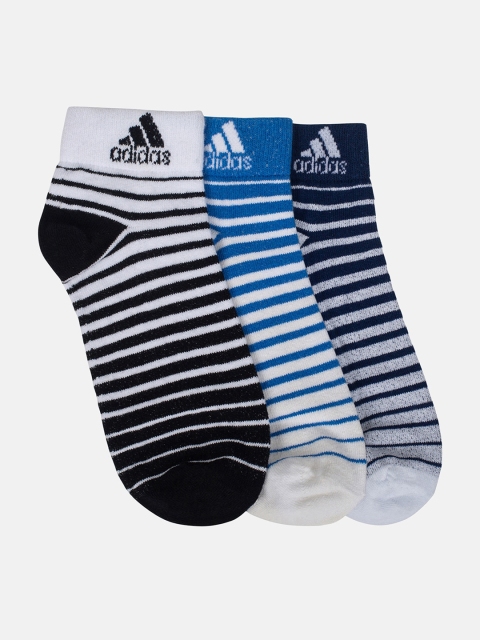 

ADIDAS Men Pack of 3 Striped Ankle-Length Socks, Black