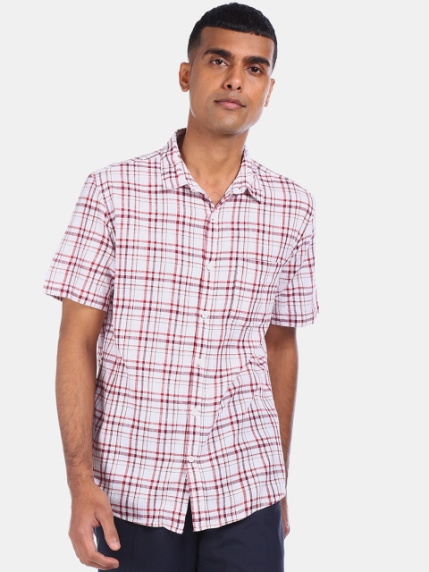 

Ruggers Men Off-White & Red Checked Casual Shirt