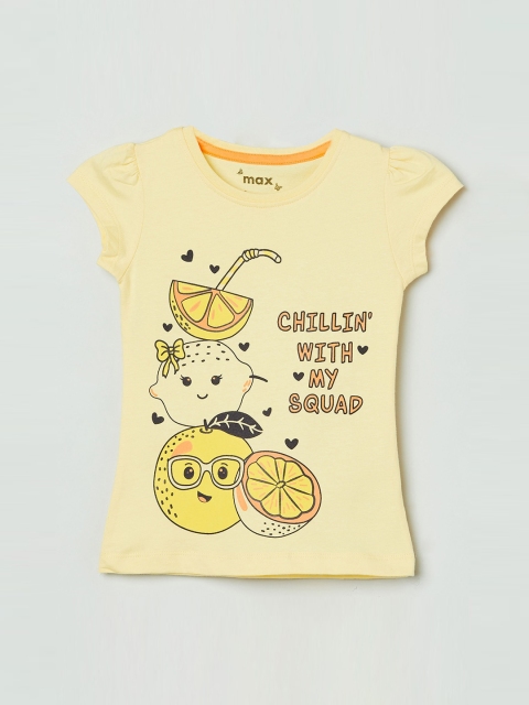 

max Girls Yellow Printed Top