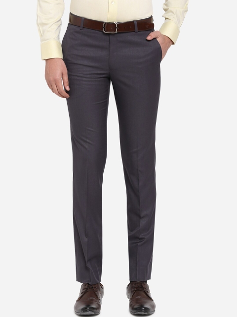 

Greenfibre Men Grey Slim Fit Solid Formal Trousers
