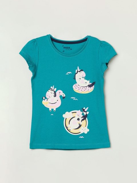 

max Girls Teal Printed Top