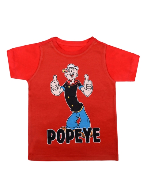 

Popeye Boys Red Printed Round Neck T-shirt