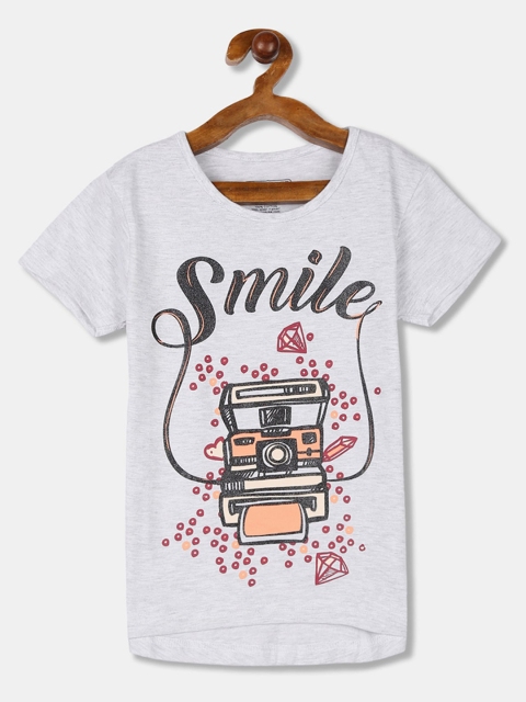 

Cherokee Girls Grey Printed Round Neck T-shirt