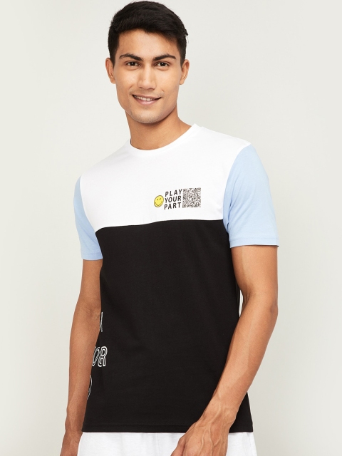 

Smiley World Men Black Colourblocked Round Neck T-shirt