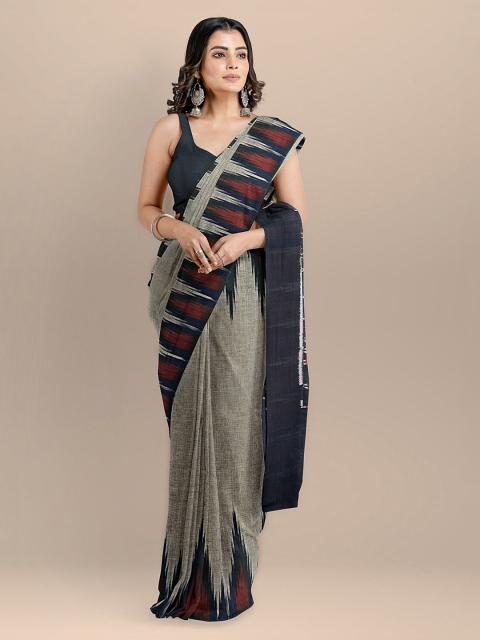 

BharatSthali Grey Pure Cotton Woven Design Handloom Sambalpuri Saree