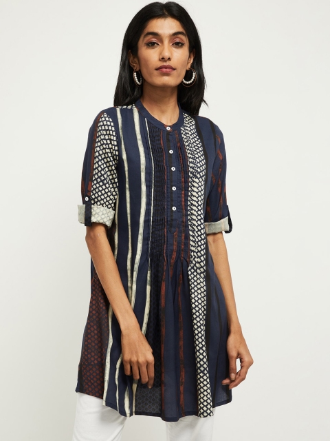 

max Women Blue & White Striped Tunic
