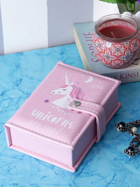 

A Vintage Affair- Home Decor Pink & White Unicorn Printed Jewellery Organiser