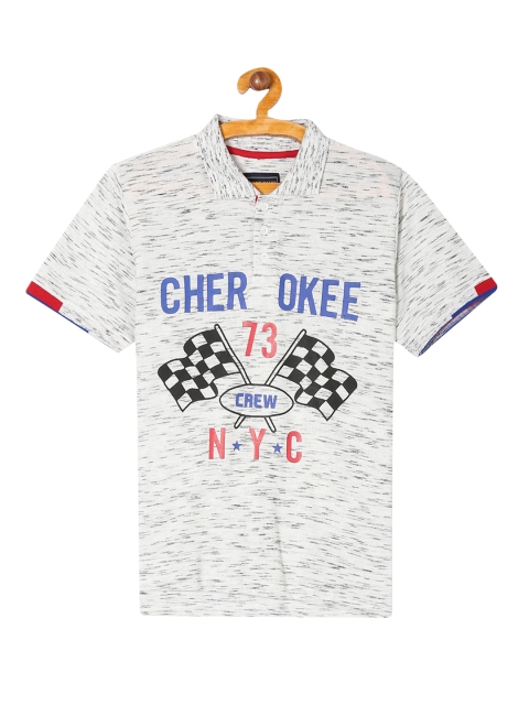 

Cherokee Boys Grey Printed Polo Collar T-shirt