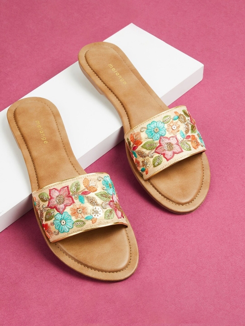 

Melange by Lifestyle Women Gold-Toned Solid PU Open Toe Flats
