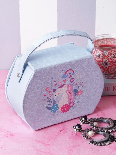 

A Vintage Affair- Home Decor Blue & White Printed Jewellery Box With Handle