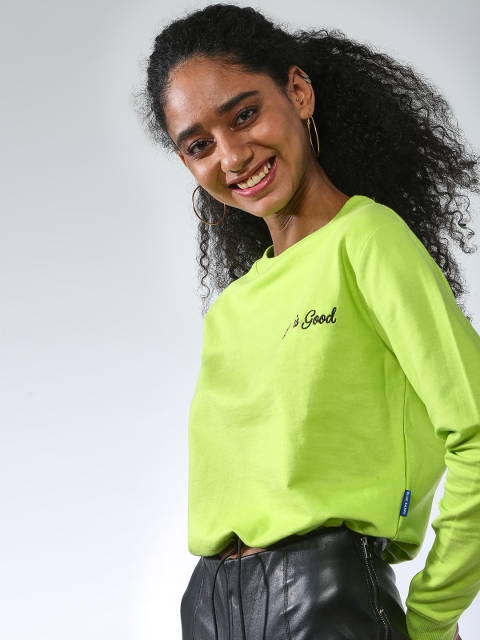 

Blue Saint Women Green Solid Sweatshirt