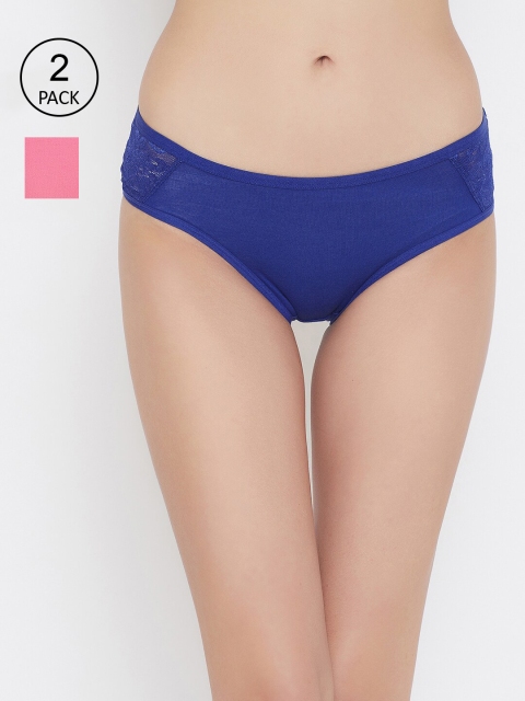 

Clovia Women Pack Of 2 Solid Hipster Briefs COMPNC935, Pink