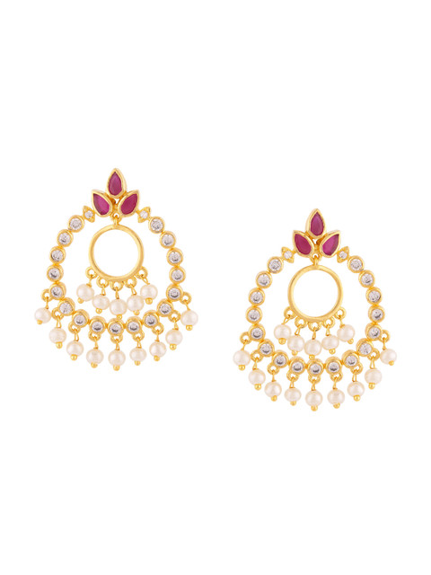 

Voylla Gold-Plated & White CZ Circular Chandbalis