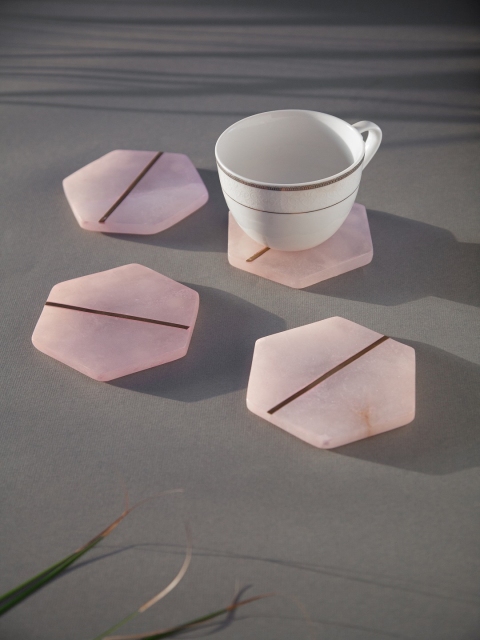 

SWHF Set of 4 Pink & Brown Handmade Marble Coasters
