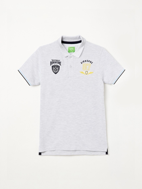 Bossini Boys Grey Solid Polo Collar T-shirt