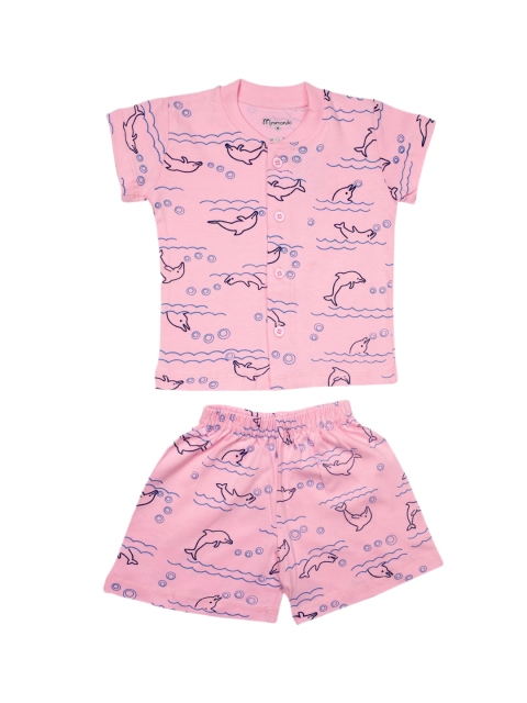 

Zoom Minimondo Infant Pink & Black Printed Night Suit