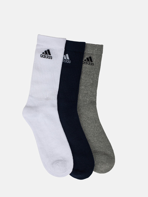 

ADIDAS Men Pack Of 3 Solid Calf-Length Socks, White