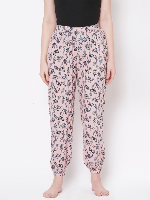 

Mystere Paris Women Pink & Green Floral Printed Pyjama