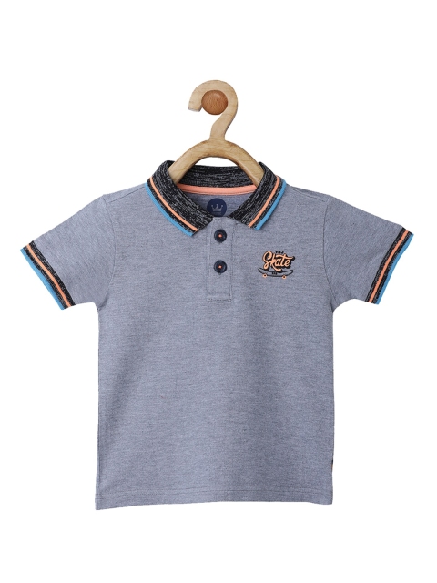 

VITAMINS Boys Grey Solid Polo Collar T-shirt