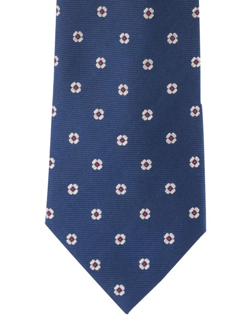 

The Tie Hub Navy Blue & White Woven Design Broad Tie